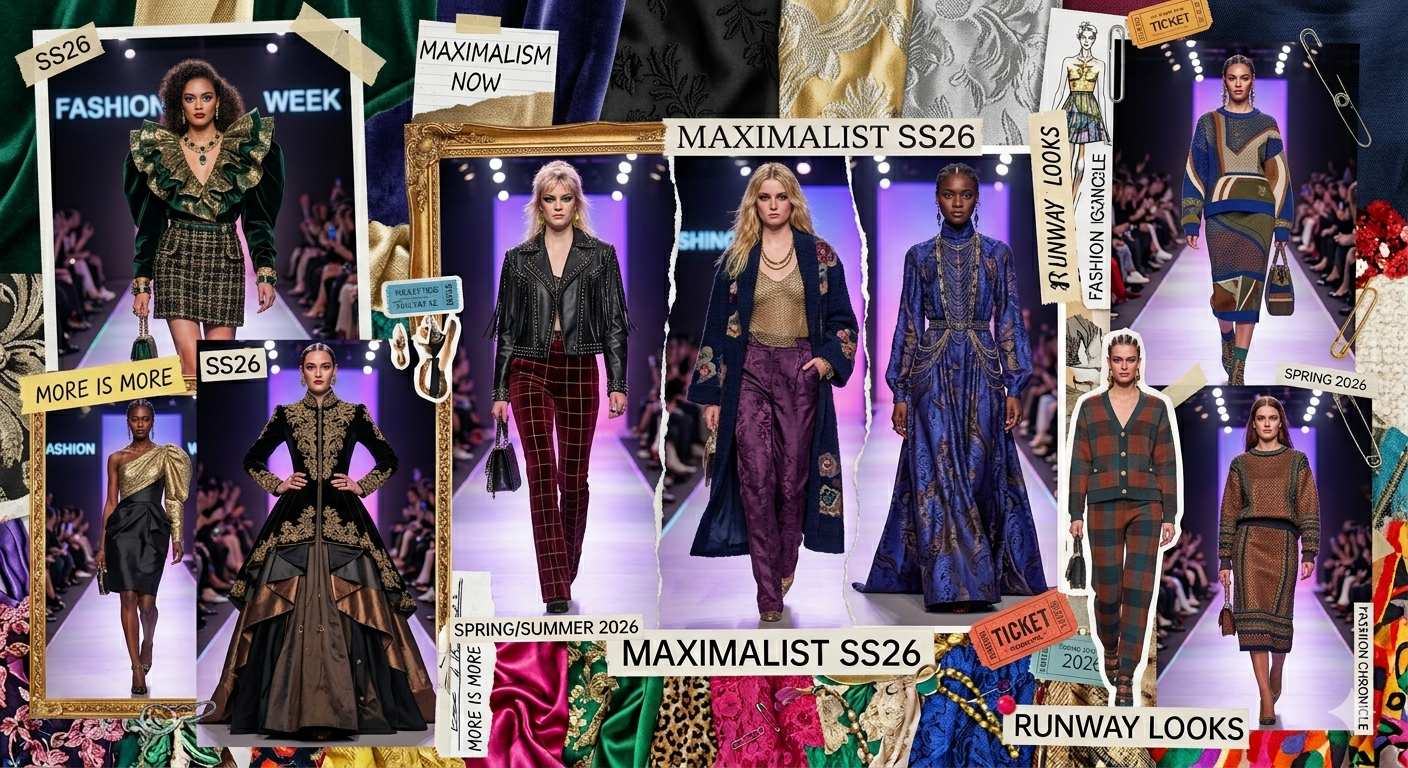 Maximalist SS26 Fashion Week: Bold, vibrant runway looks for Spring/Summer 2026.